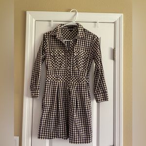 Theory plaid belted mini shirt dress